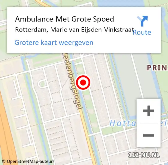 Locatie op kaart van de 112 melding: Ambulance Met Grote Spoed Naar Rotterdam, Marie van Eijsden-Vinkstraat op 12 april 2024 12:34
