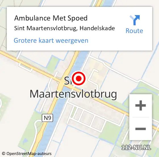 Locatie op kaart van de 112 melding: Ambulance Met Spoed Naar Sint Maartensvlotbrug, Handelskade op 16 oktober 2013 11:38