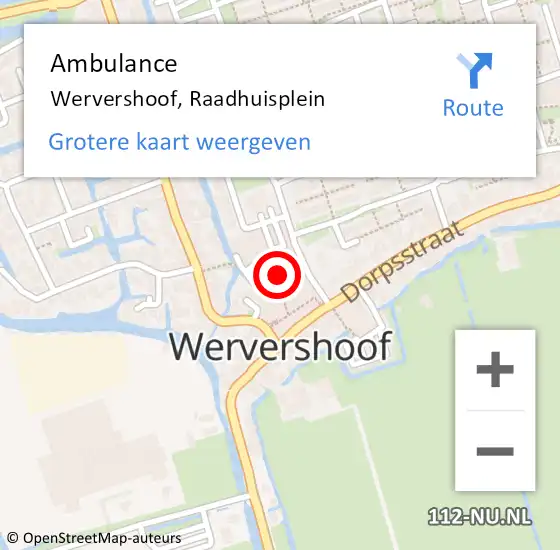 Locatie op kaart van de 112 melding: Ambulance Wervershoof, Raadhuisplein op 12 april 2024 12:41