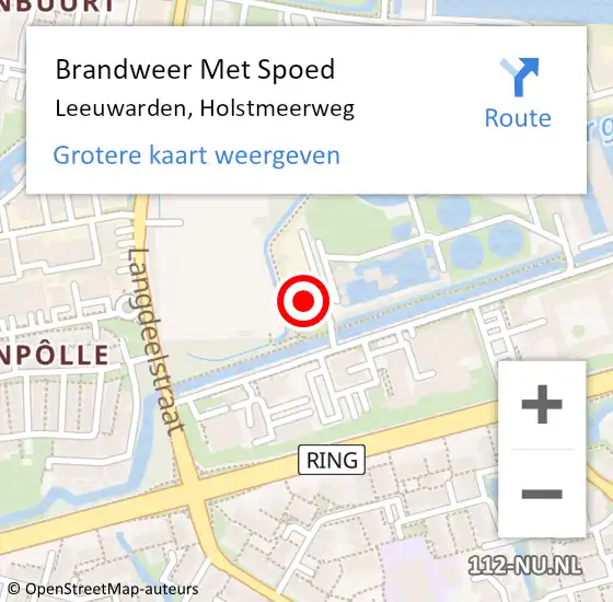 Locatie op kaart van de 112 melding: Brandweer Met Spoed Naar Leeuwarden, Holstmeerweg op 12 april 2024 12:42