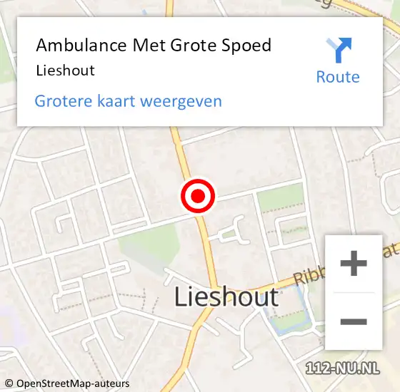 Locatie op kaart van de 112 melding: Ambulance Met Grote Spoed Naar Lieshout op 12 april 2024 12:44