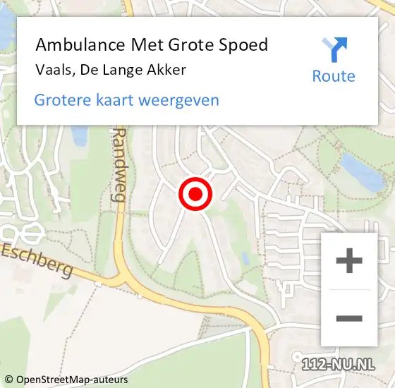 Locatie op kaart van de 112 melding: Ambulance Met Grote Spoed Naar Vaals, De Lange Akker op 16 oktober 2013 11:39