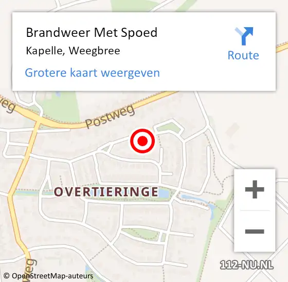 Locatie op kaart van de 112 melding: Brandweer Met Spoed Naar Kapelle, Weegbree op 12 april 2024 13:24