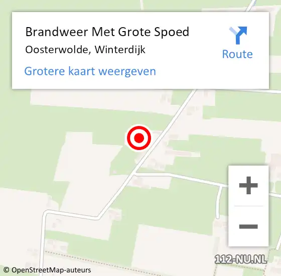 Locatie op kaart van de 112 melding: Brandweer Met Grote Spoed Naar Oosterwolde, Winterdijk op 12 april 2024 13:28