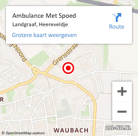 Locatie op kaart van de 112 melding: Ambulance Met Spoed Naar Landgraaf, Heereveldje op 2 oktober 2014 09:20