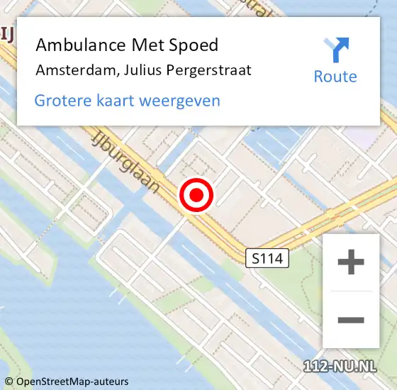 Locatie op kaart van de 112 melding: Ambulance Met Spoed Naar Amsterdam, Julius Pergerstraat op 12 april 2024 14:07