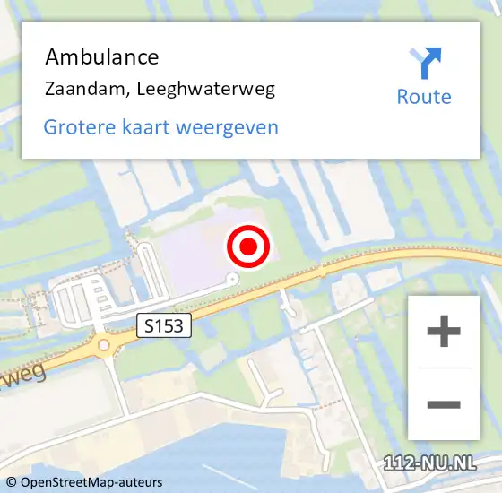 Locatie op kaart van de 112 melding: Ambulance Zaandam, Leeghwaterweg op 12 april 2024 14:07