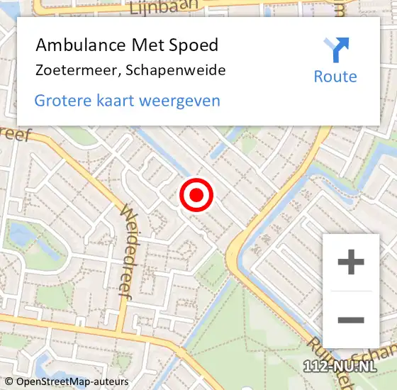 Locatie op kaart van de 112 melding: Ambulance Met Spoed Naar Zoetermeer, Schapenweide op 12 april 2024 14:25