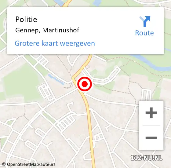 Locatie op kaart van de 112 melding: Politie Gennep, Martinushof op 12 april 2024 14:34