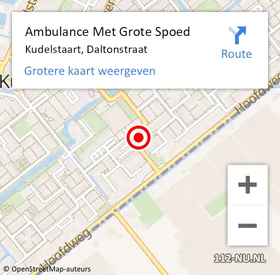 Locatie op kaart van de 112 melding: Ambulance Met Grote Spoed Naar Kudelstaart, Daltonstraat op 12 april 2024 14:45