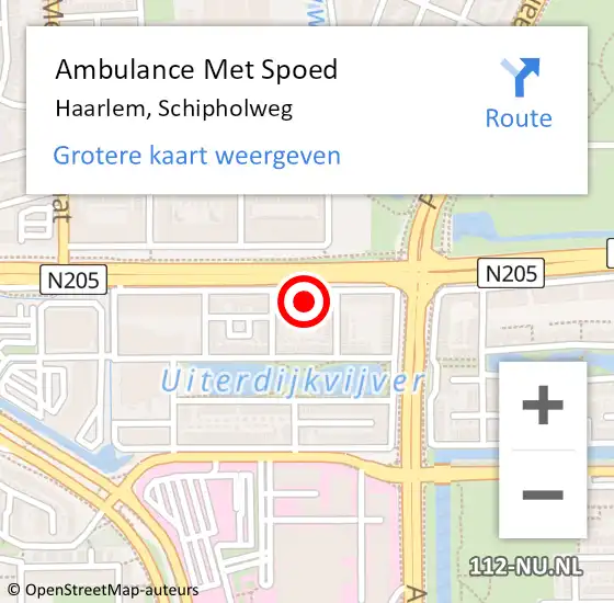 Locatie op kaart van de 112 melding: Ambulance Met Spoed Naar Haarlem, Schipholweg op 12 april 2024 14:53