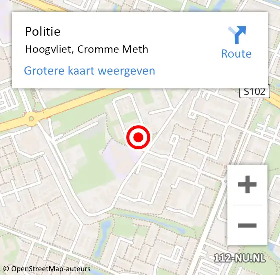 Locatie op kaart van de 112 melding: Politie Hoogvliet, Cromme Meth op 12 april 2024 15:01