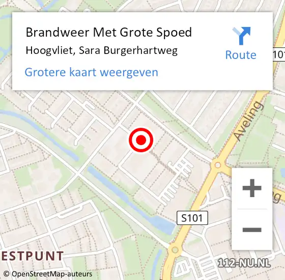 Locatie op kaart van de 112 melding: Brandweer Met Grote Spoed Naar Hoogvliet, Sara Burgerhartweg op 12 april 2024 15:41