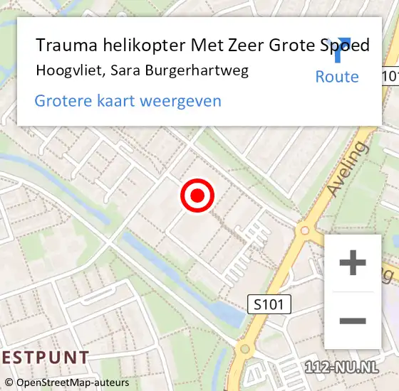 Locatie op kaart van de 112 melding: Trauma helikopter Met Zeer Grote Spoed Naar Hoogvliet, Sara Burgerhartweg op 12 april 2024 15:41