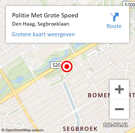 Locatie op kaart van de 112 melding: Politie Met Grote Spoed Naar Den Haag, Segbroeklaan op 12 april 2024 15:46