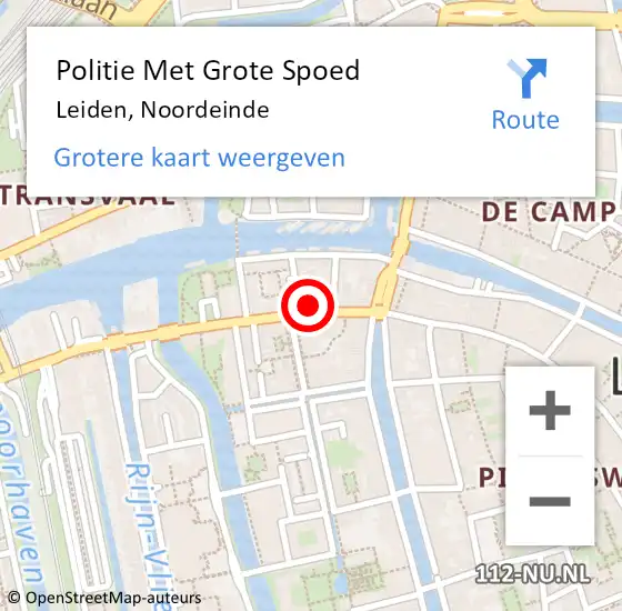 Locatie op kaart van de 112 melding: Politie Met Grote Spoed Naar Leiden, Noordeinde op 12 april 2024 16:03