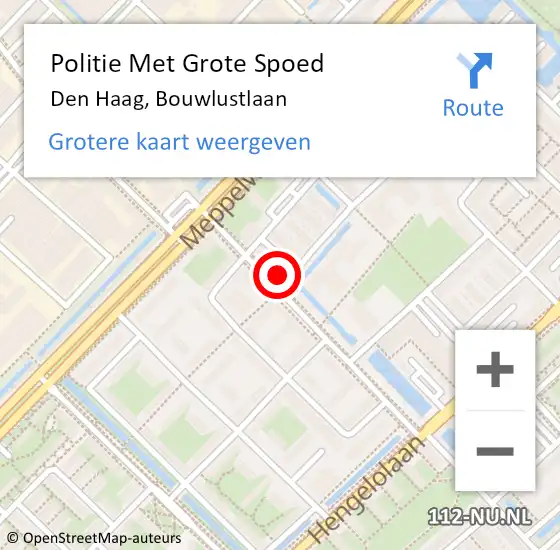 Locatie op kaart van de 112 melding: Politie Met Grote Spoed Naar Den Haag, Bouwlustlaan op 12 april 2024 16:12