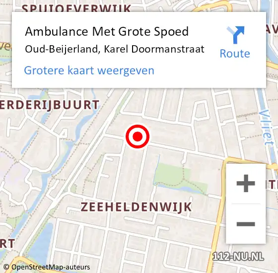 Locatie op kaart van de 112 melding: Ambulance Met Grote Spoed Naar Oud-Beijerland, Karel Doormanstraat op 12 april 2024 16:21