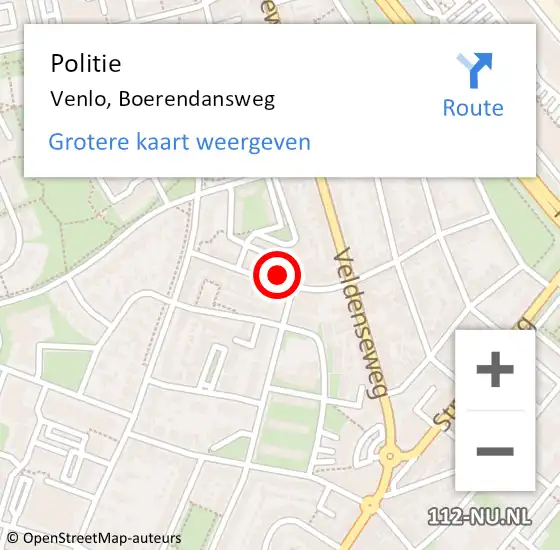 Locatie op kaart van de 112 melding: Politie Venlo, Boerendansweg op 12 april 2024 16:27