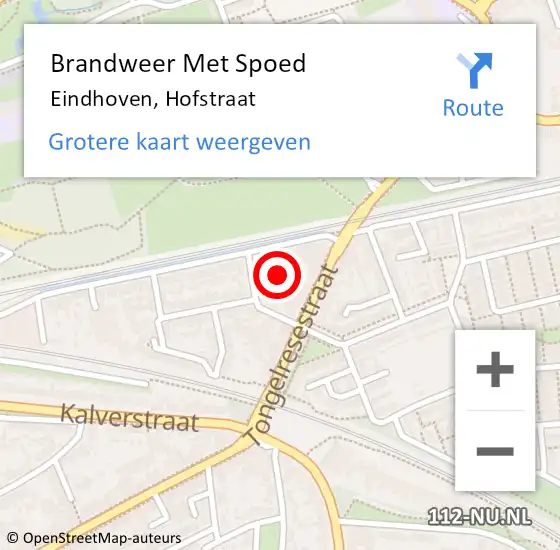 Locatie op kaart van de 112 melding: Brandweer Met Spoed Naar Eindhoven, Hofstraat op 12 april 2024 16:29