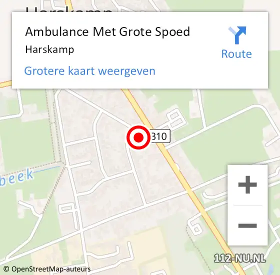 Locatie op kaart van de 112 melding: Ambulance Met Grote Spoed Naar Harskamp op 12 april 2024 16:37
