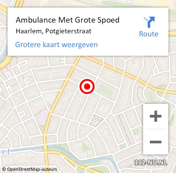 Locatie op kaart van de 112 melding: Ambulance Met Grote Spoed Naar Haarlem, Potgieterstraat op 12 april 2024 16:46