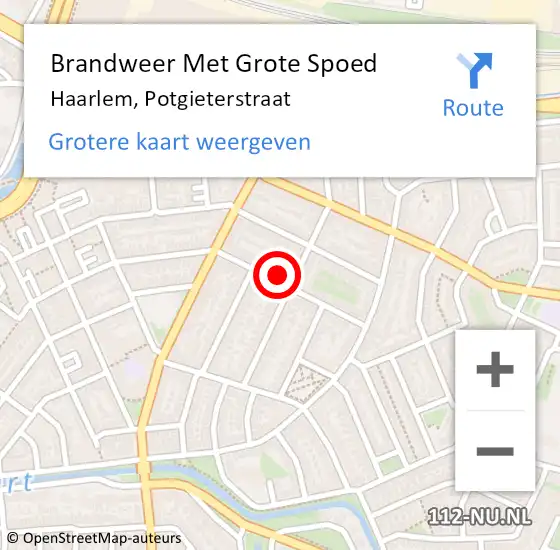 Locatie op kaart van de 112 melding: Brandweer Met Grote Spoed Naar Haarlem, Potgieterstraat op 12 april 2024 16:47