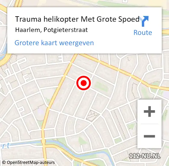 Locatie op kaart van de 112 melding: Trauma helikopter Met Grote Spoed Naar Haarlem, Potgieterstraat op 12 april 2024 16:48