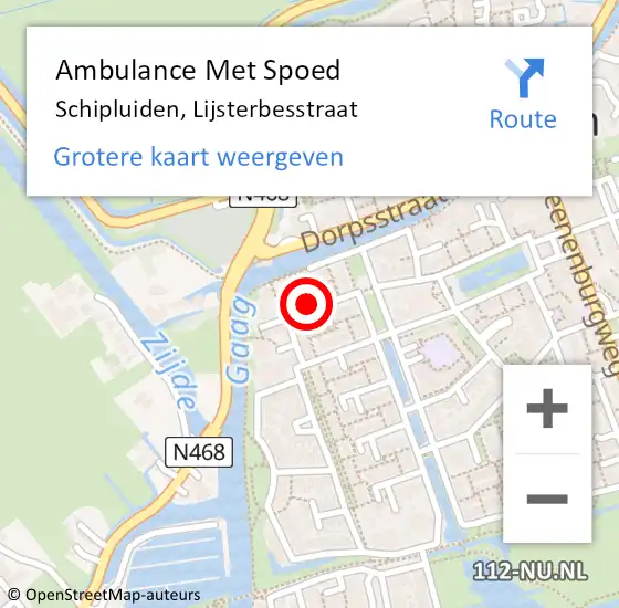 Locatie op kaart van de 112 melding: Ambulance Met Spoed Naar Schipluiden, Lijsterbesstraat op 12 april 2024 16:55