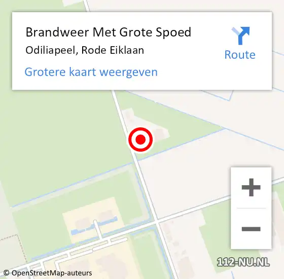 Locatie op kaart van de 112 melding: Brandweer Met Grote Spoed Naar Odiliapeel, Rode Eiklaan op 12 april 2024 17:22