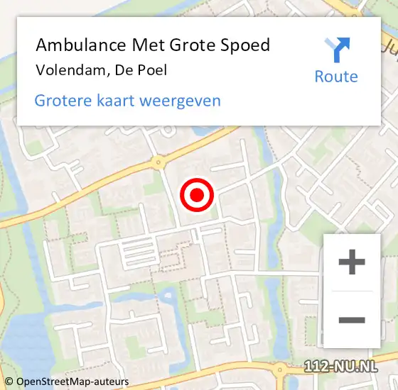 Locatie op kaart van de 112 melding: Ambulance Met Grote Spoed Naar Volendam, De Poel op 12 april 2024 17:57