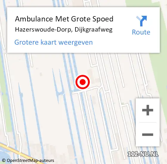 Locatie op kaart van de 112 melding: Ambulance Met Grote Spoed Naar Hazerswoude-Dorp, Dijkgraafweg op 12 april 2024 18:01