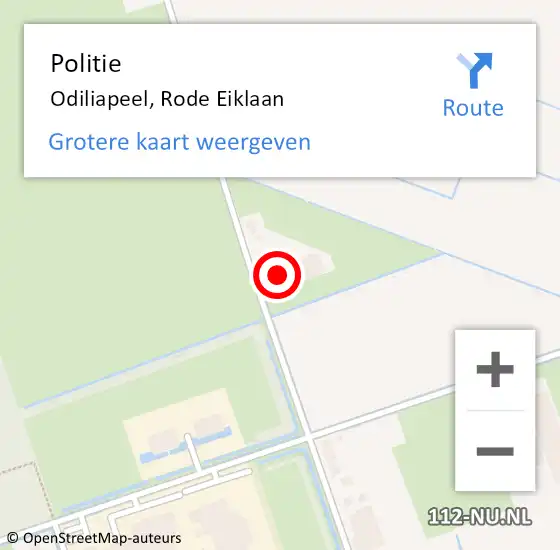 Locatie op kaart van de 112 melding: Politie Odiliapeel, Rode Eiklaan op 12 april 2024 18:12