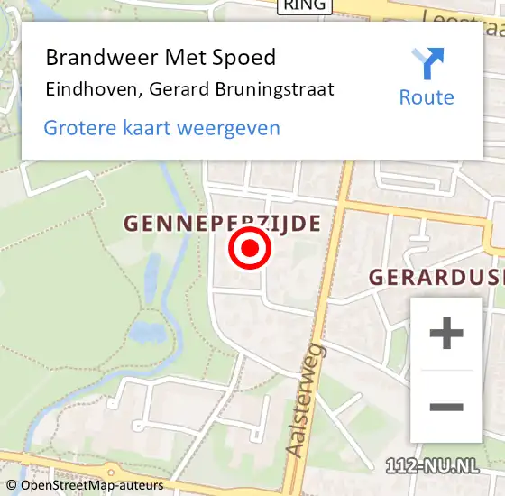 Locatie op kaart van de 112 melding: Brandweer Met Spoed Naar Eindhoven, Gerard Bruningstraat op 12 april 2024 18:19