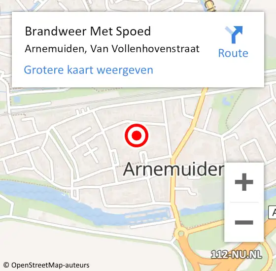 Locatie op kaart van de 112 melding: Brandweer Met Spoed Naar Arnemuiden, Van Vollenhovenstraat op 12 april 2024 18:39