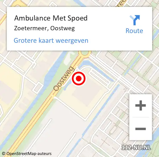 Locatie op kaart van de 112 melding: Ambulance Met Spoed Naar Zoetermeer, Oostweg op 12 april 2024 18:40