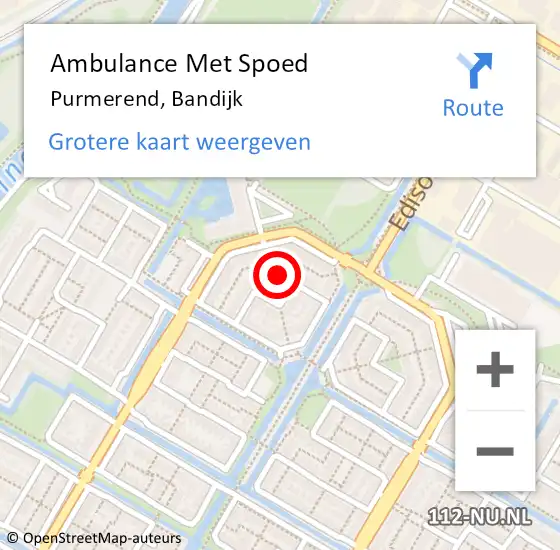 Locatie op kaart van de 112 melding: Ambulance Met Spoed Naar Purmerend, Bandijk op 12 april 2024 19:08