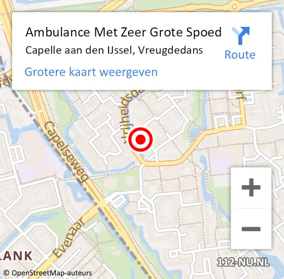 Locatie op kaart van de 112 melding: Ambulance Met Zeer Grote Spoed Naar Capelle aan den IJssel, Vreugdedans op 12 april 2024 19:25
