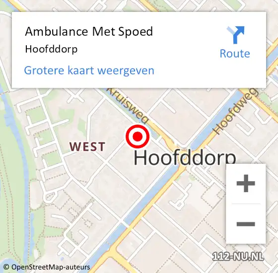 Locatie op kaart van de 112 melding: Ambulance Met Spoed Naar Hoofddorp op 12 april 2024 19:34