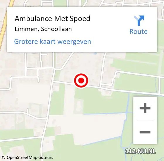Locatie op kaart van de 112 melding: Ambulance Met Spoed Naar Limmen, Schoollaan op 12 april 2024 20:08