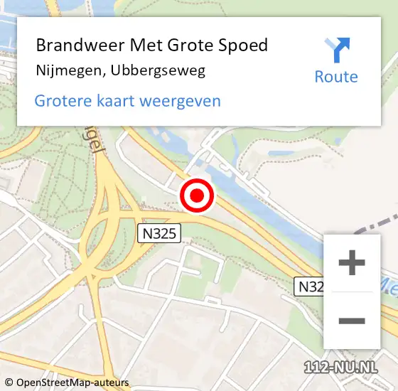 Locatie op kaart van de 112 melding: Brandweer Met Grote Spoed Naar Nijmegen, Ubbergseweg op 12 april 2024 20:10