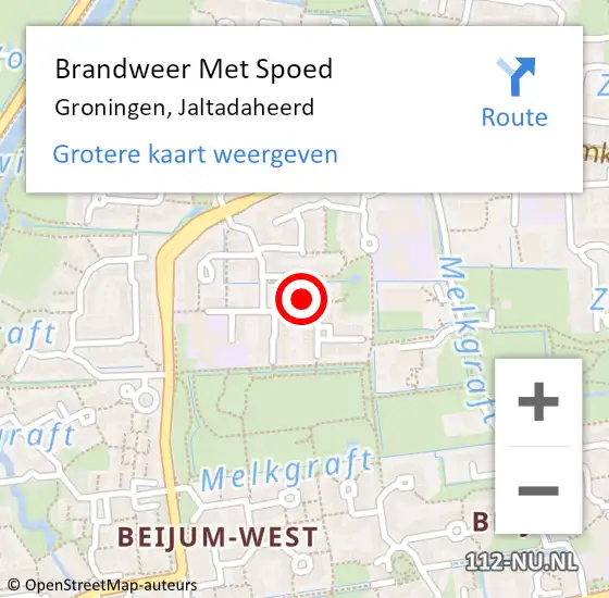 Locatie op kaart van de 112 melding: Brandweer Met Spoed Naar Groningen, Jaltadaheerd op 12 april 2024 20:52