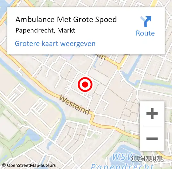 Locatie op kaart van de 112 melding: Ambulance Met Grote Spoed Naar Papendrecht, Markt op 12 april 2024 20:56