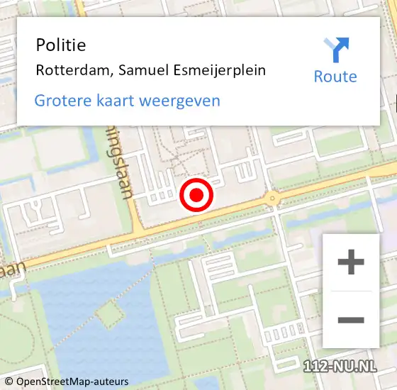 Locatie op kaart van de 112 melding: Politie Rotterdam, Samuel Esmeijerplein op 12 april 2024 21:04
