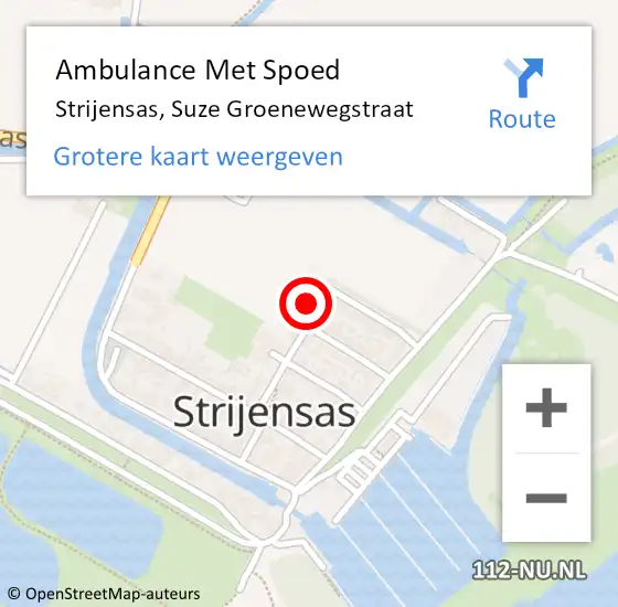 Locatie op kaart van de 112 melding: Ambulance Met Spoed Naar Strijensas, Suze Groenewegstraat op 12 april 2024 21:05