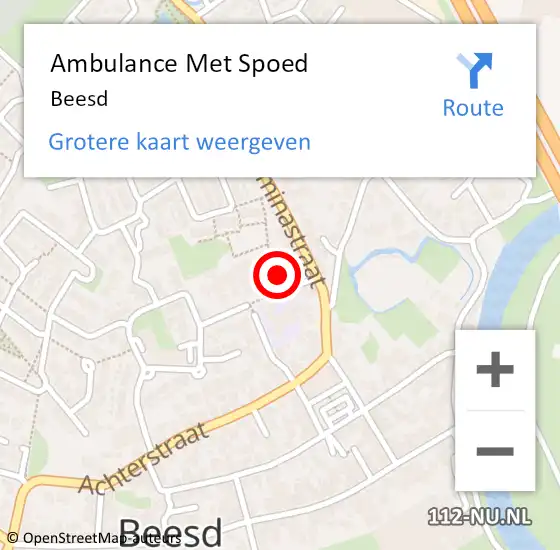 Locatie op kaart van de 112 melding: Ambulance Met Spoed Naar Beesd op 12 april 2024 22:23