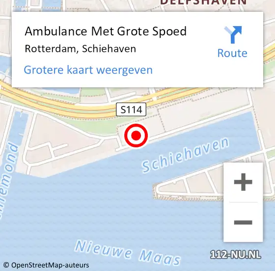 Locatie op kaart van de 112 melding: Ambulance Met Grote Spoed Naar Rotterdam, Schiehaven op 12 april 2024 22:25