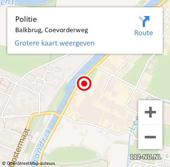 Locatie op kaart van de 112 melding: Politie Balkbrug, Coevorderweg op 12 april 2024 22:32