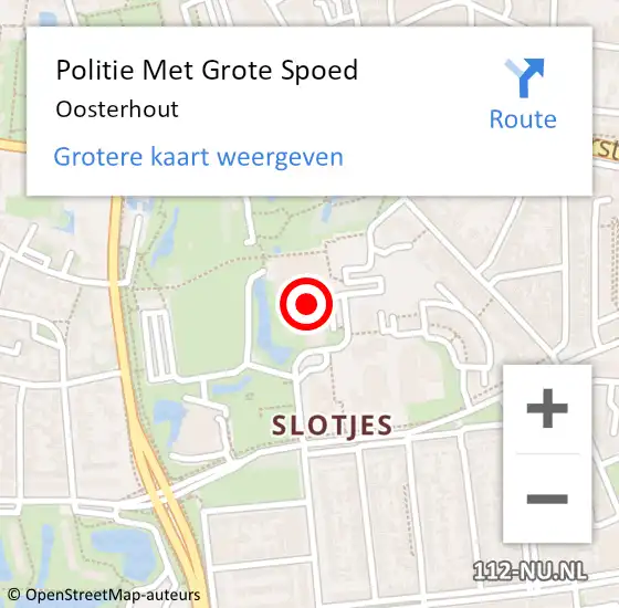 Locatie op kaart van de 112 melding: Politie Met Grote Spoed Naar Oosterhout op 12 april 2024 22:37
