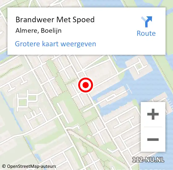 Locatie op kaart van de 112 melding: Brandweer Met Spoed Naar Almere, Boelijn op 12 april 2024 22:50